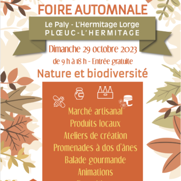 Affiche foire d'automne ploeuc l'hermitage le 29 octobre 2023